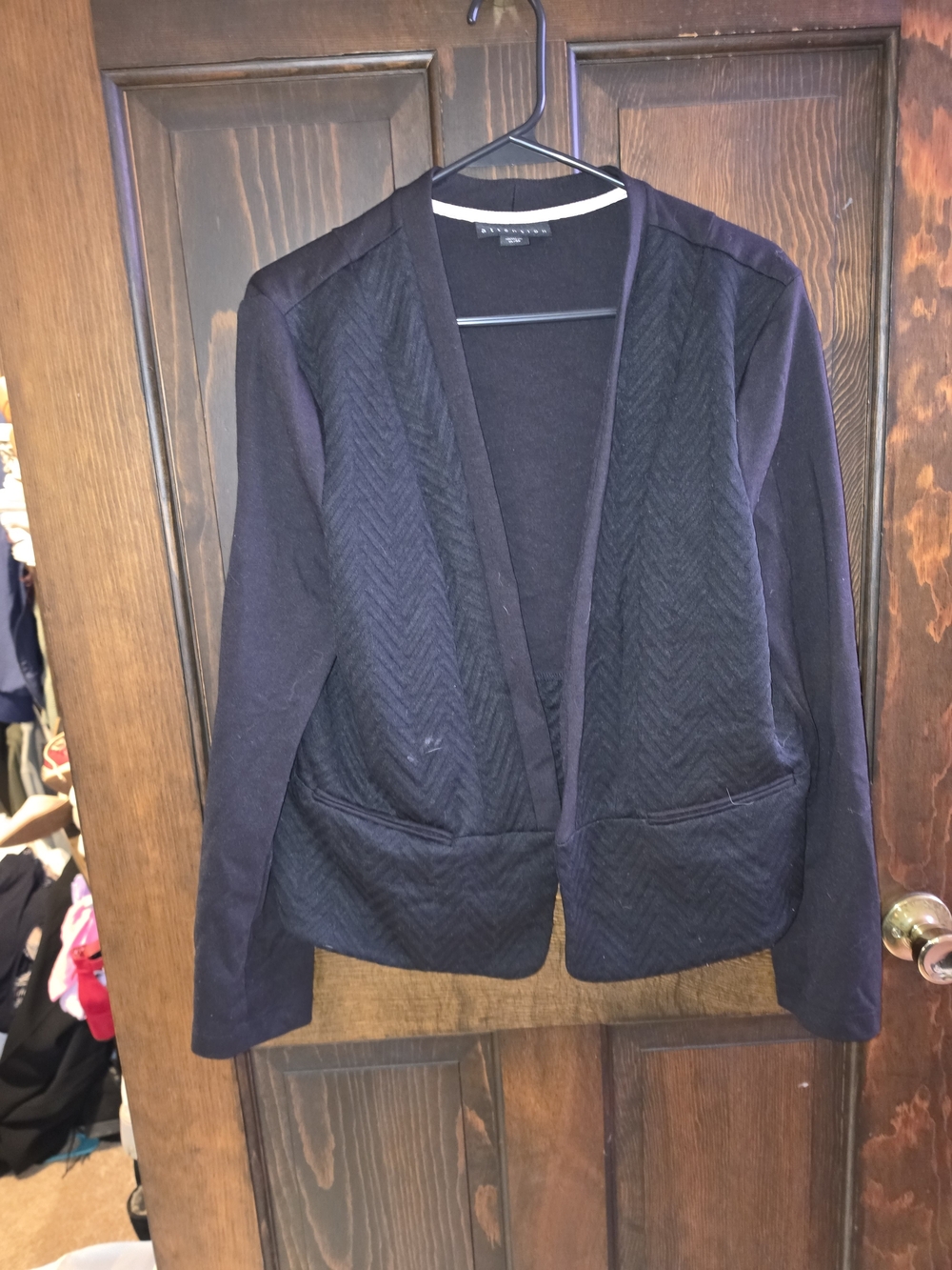 Womens Navy Open-Front Textured Blazer Jacket